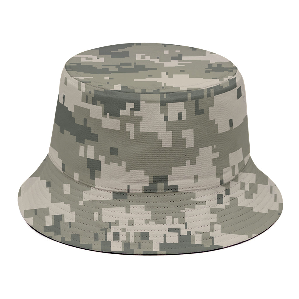 Beige Digital Camo Pattern Print Bucket Hat