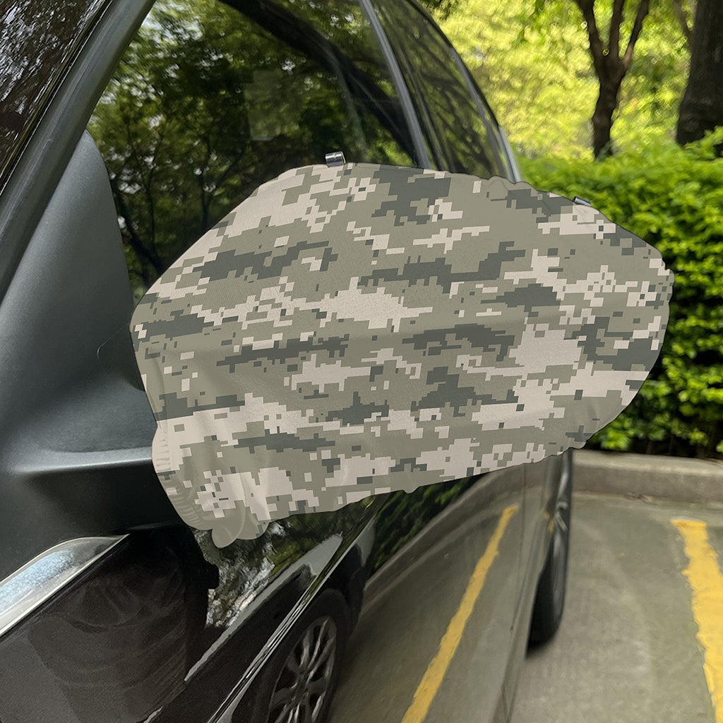 Beige Digital Camo Pattern Print Car Side Mirror Covers