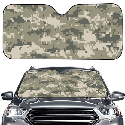 Beige Digital Camo Pattern Print Car Windshield Sun Shade