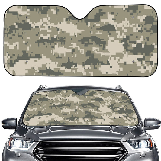 Beige Digital Camo Pattern Print Car Windshield Sun Shade