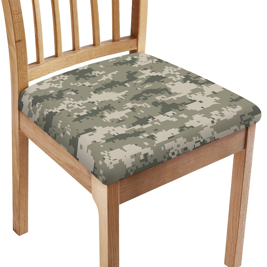 Beige Digital Camo Pattern Print Chair Cushion Cover