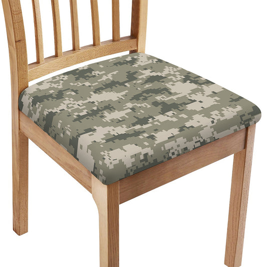 Beige Digital Camo Pattern Print Chair Cushion Cover