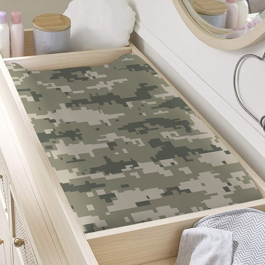 Beige Digital Camo Pattern Print Changing Pad Cover