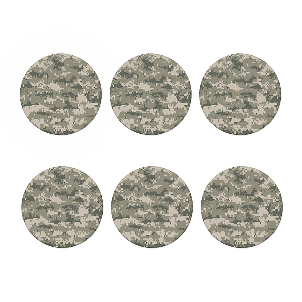 Beige Digital Camo Pattern Print Coaster Set