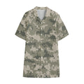 Beige Digital Camo Pattern Print Cotton Hawaiian Shirt