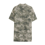 Beige Digital Camo Pattern Print Cotton Hawaiian Shirt