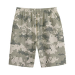 Beige Digital Camo Pattern Print Cotton Shorts