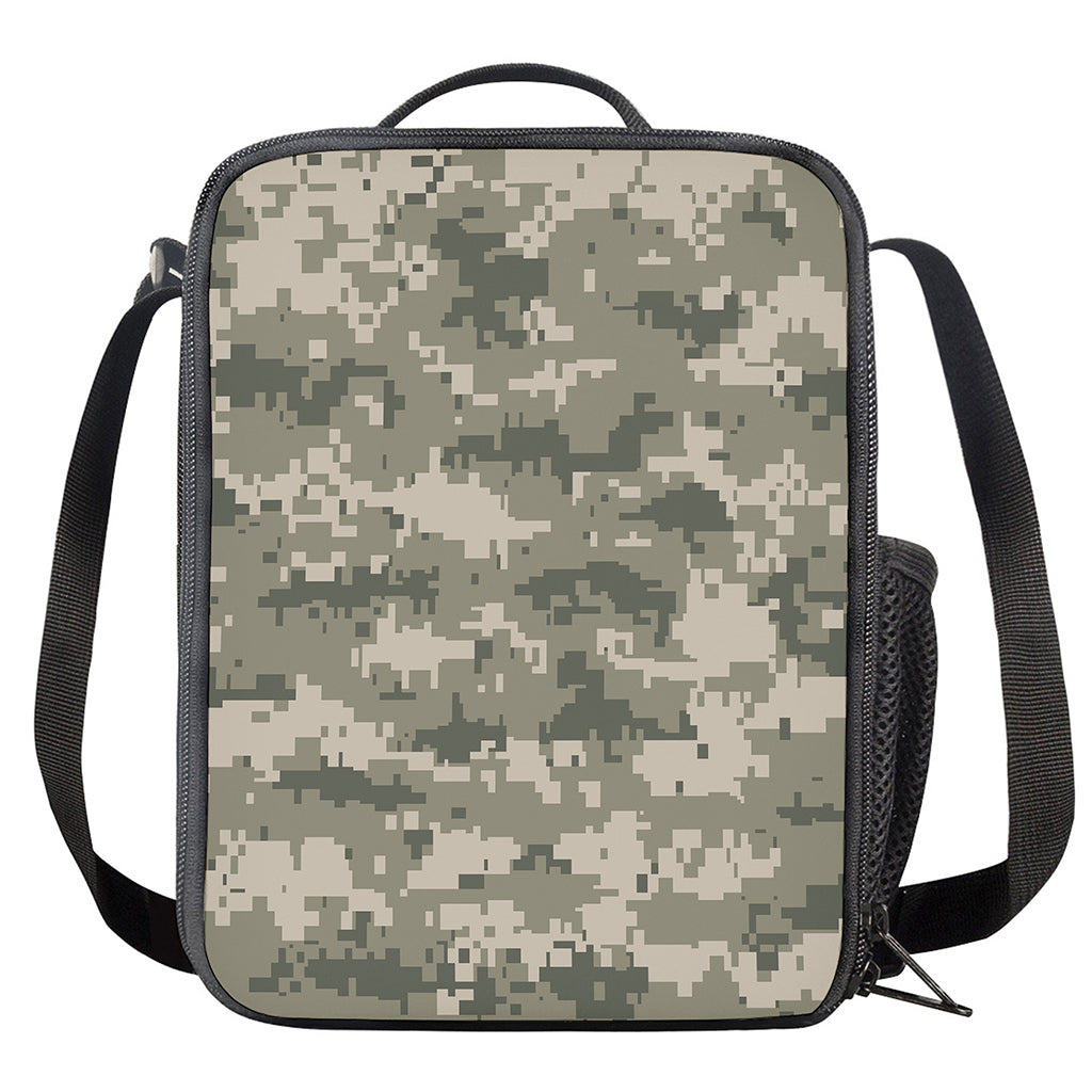 Beige Digital Camo Pattern Print Crossbody Lunch Bag