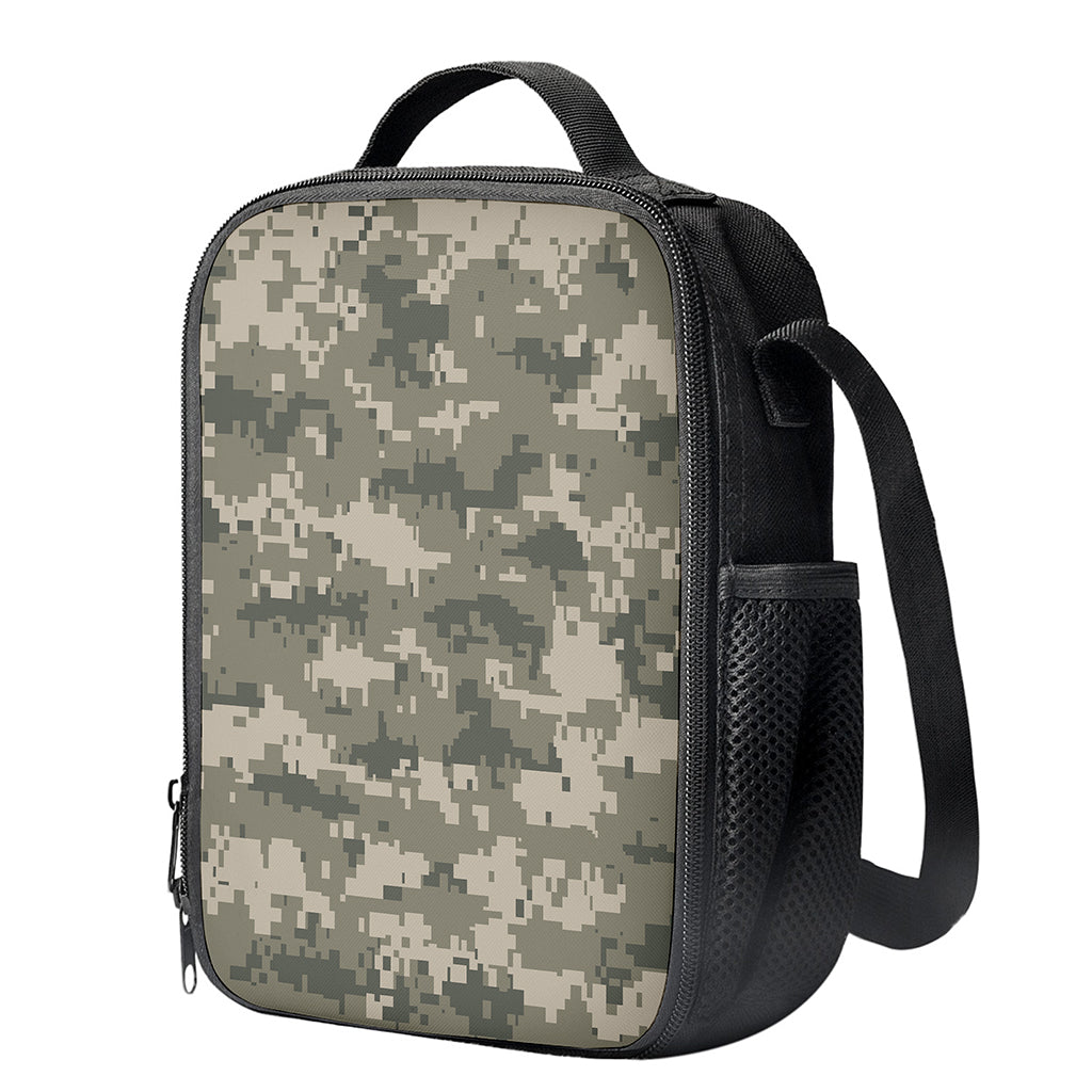 Beige Digital Camo Pattern Print Crossbody Lunch Bag