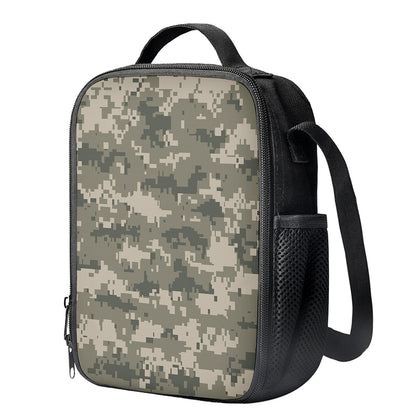 Beige Digital Camo Pattern Print Crossbody Lunch Bag