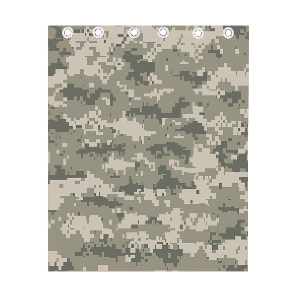 Beige Digital Camo Pattern Print Curtain