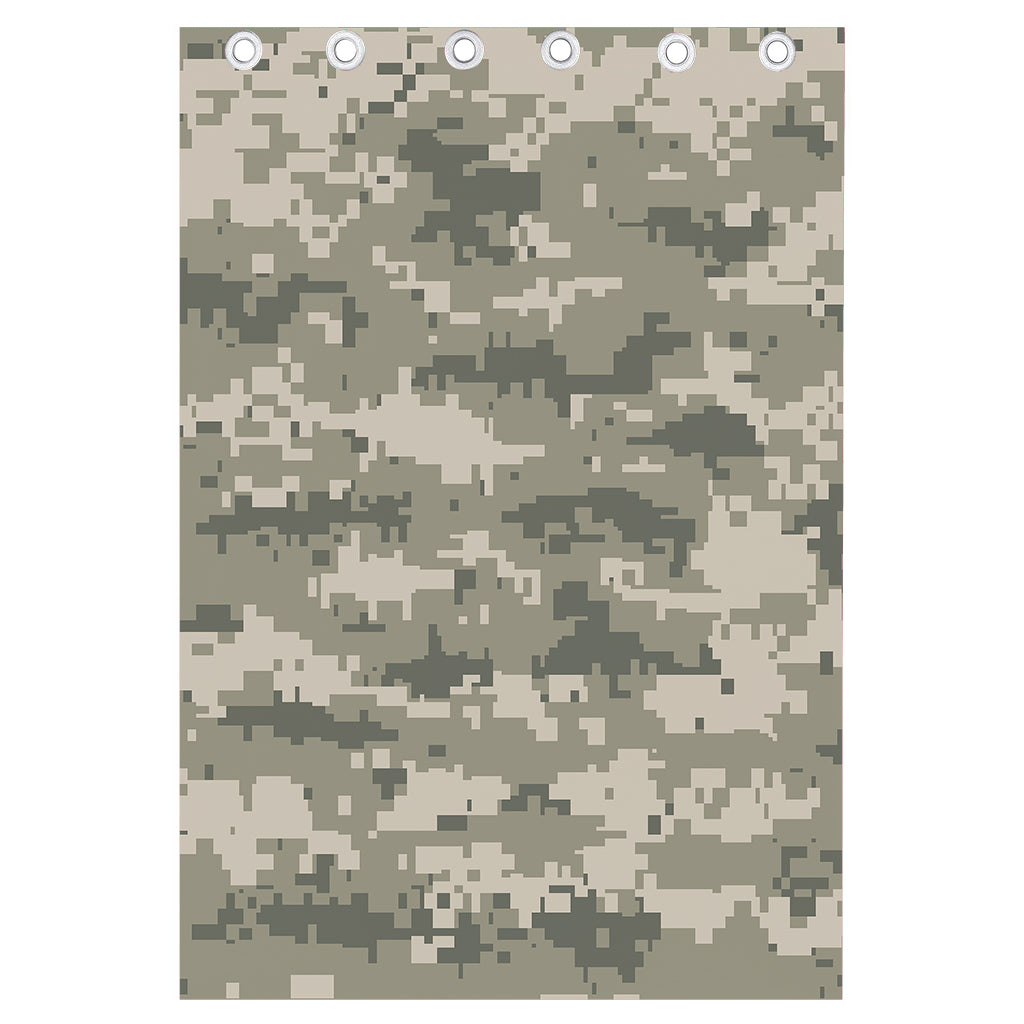 Beige Digital Camo Pattern Print Curtain