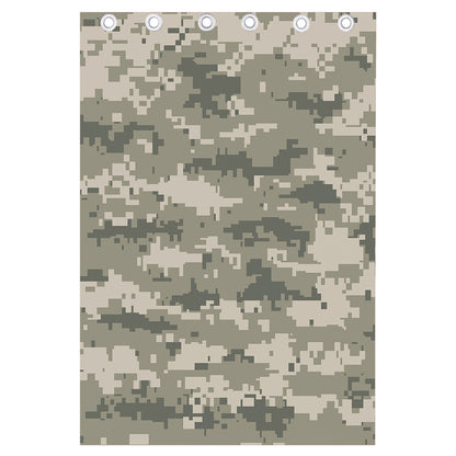 Beige Digital Camo Pattern Print Curtain