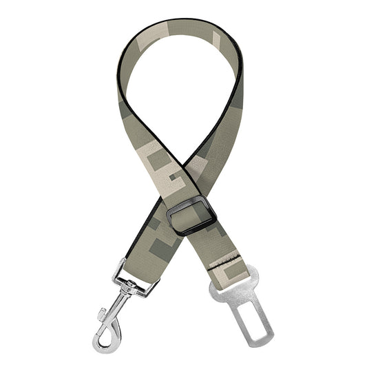 Beige Digital Camo Pattern Print Dog Seat Belt