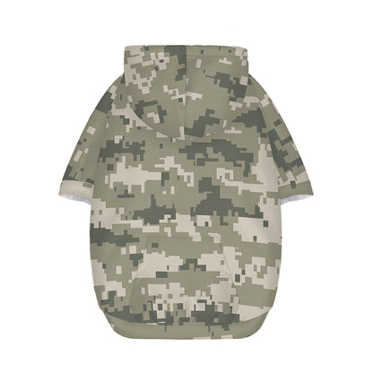 Beige Digital Camo Pattern Print Dog Zip Up Hoodie