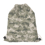 Beige Digital Camo Pattern Print Drawstring Bag
