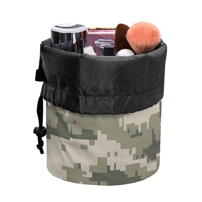 Beige Digital Camo Pattern Print Drawstring Makeup Bag