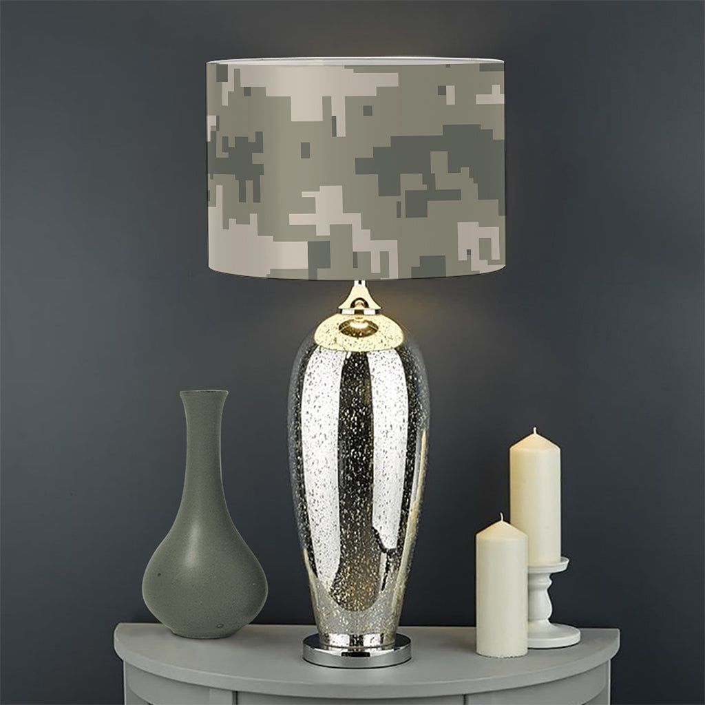 Beige Digital Camo Pattern Print Drum Lamp Shade
