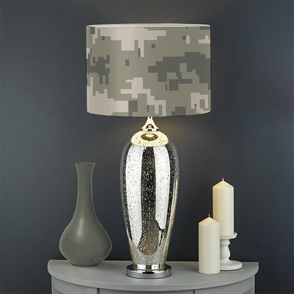 Beige Digital Camo Pattern Print Drum Lamp Shade