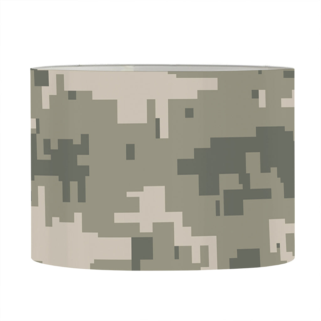 Beige Digital Camo Pattern Print Drum Lamp Shade