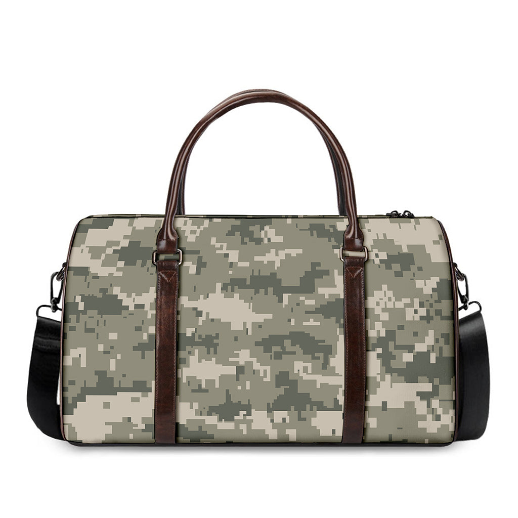 Beige Digital Camo Pattern Print Duffle Bag