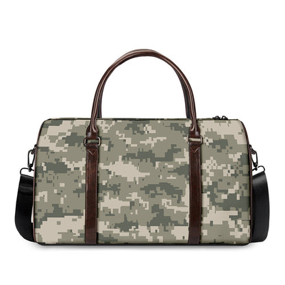 Beige Digital Camo Pattern Print Duffle Bag