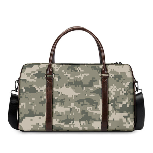Beige Digital Camo Pattern Print Duffle Bag