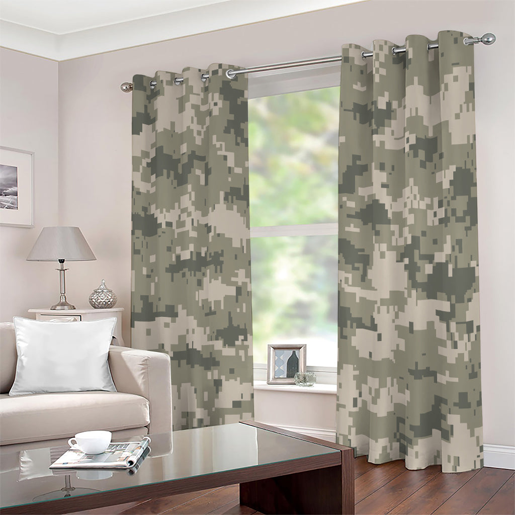 Beige Digital Camo Pattern Print Extra Wide Grommet Curtains