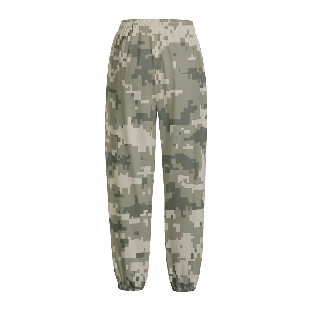 Beige Digital Camo Pattern Print Fleece Lined Knit Pants
