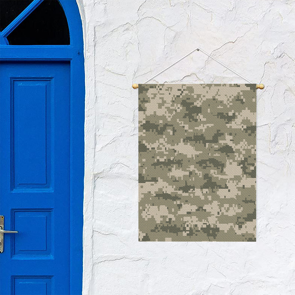 Beige Digital Camo Pattern Print Garden Flag