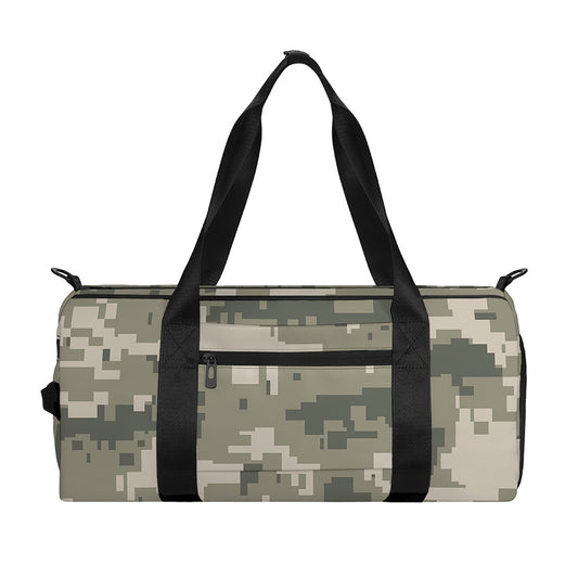 Beige Digital Camo Pattern Print Gym Bag