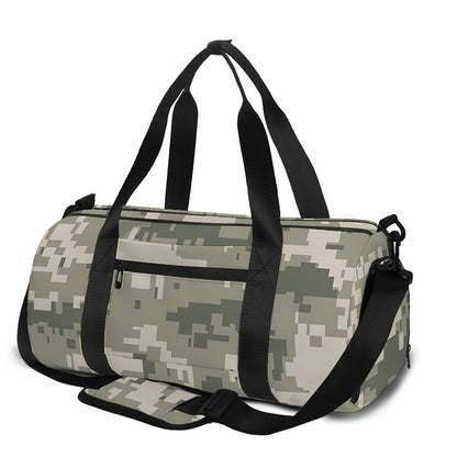 Beige Digital Camo Pattern Print Gym Bag