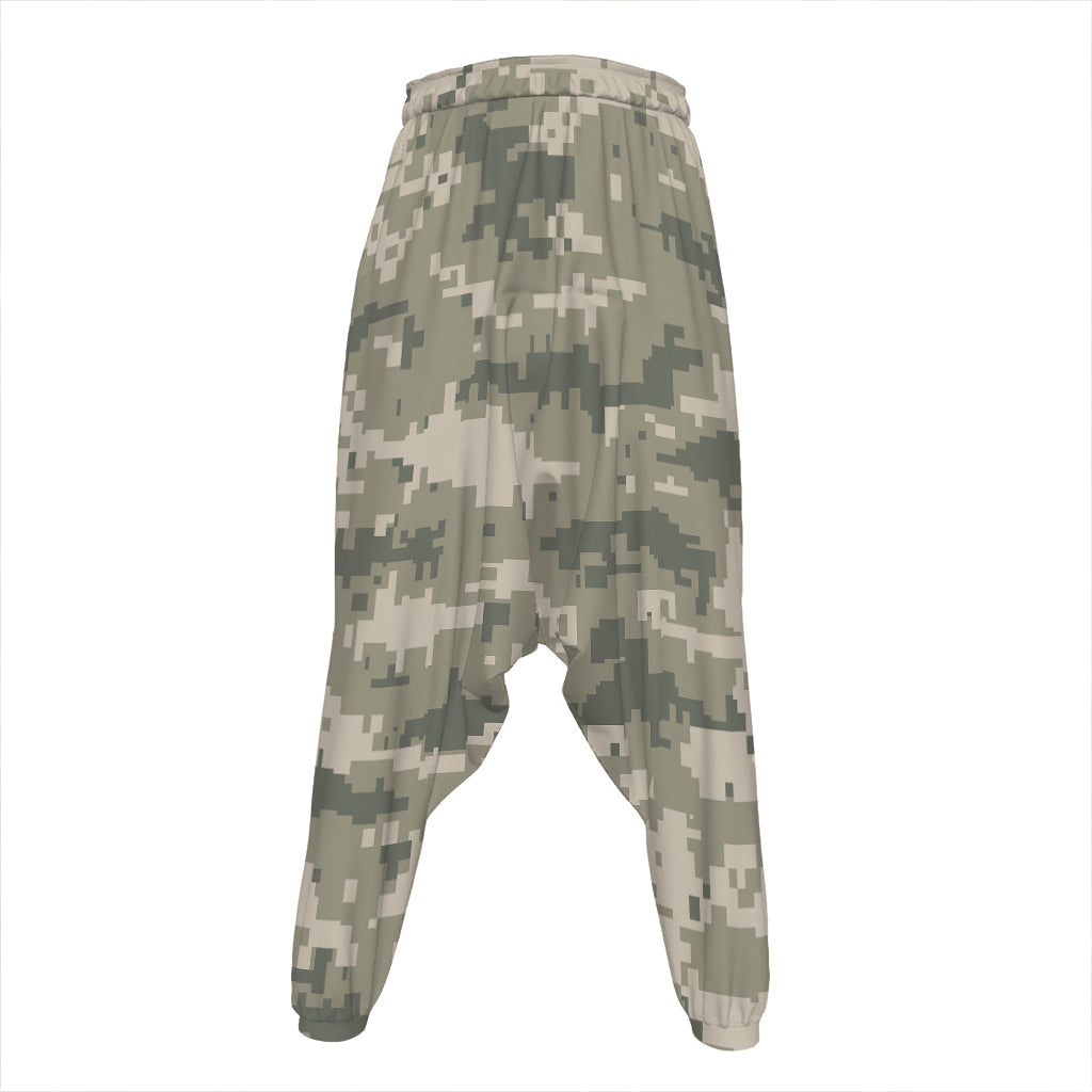 Beige Digital Camo Pattern Print Hammer Pants