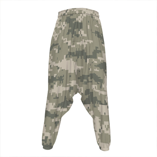 Beige Digital Camo Pattern Print Hammer Pants