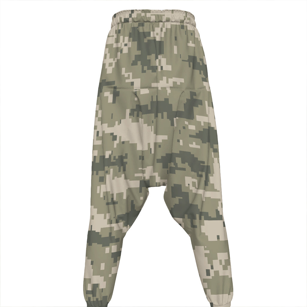 Beige Digital Camo Pattern Print Hammer Pants