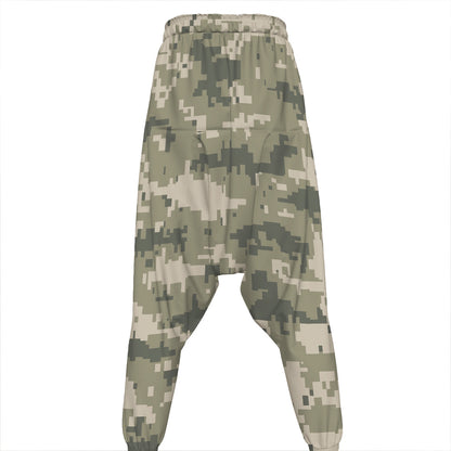 Beige Digital Camo Pattern Print Hammer Pants