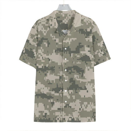 Beige Digital Camo Pattern Print Hawaiian Shirt