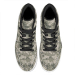 Beige Digital Camo Pattern Print High Top Leather Sneakers