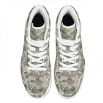 Beige Digital Camo Pattern Print High Top Leather Sneakers