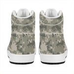 Beige Digital Camo Pattern Print High Top Leather Sneakers