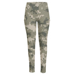 Beige Digital Camo Pattern Print High-Waisted Pocket Leggings