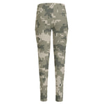 Beige Digital Camo Pattern Print High-Waisted Pocket Leggings