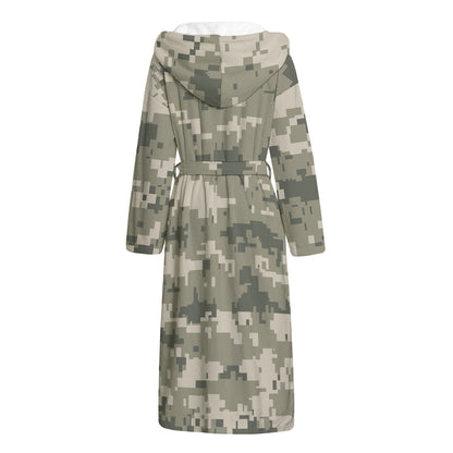 Beige Digital Camo Pattern Print Hooded Bathrobe