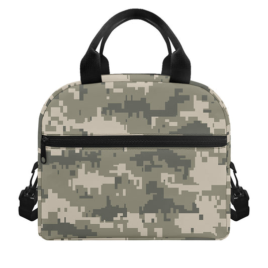 Beige Digital Camo Pattern Print Insulated Lunch Bag