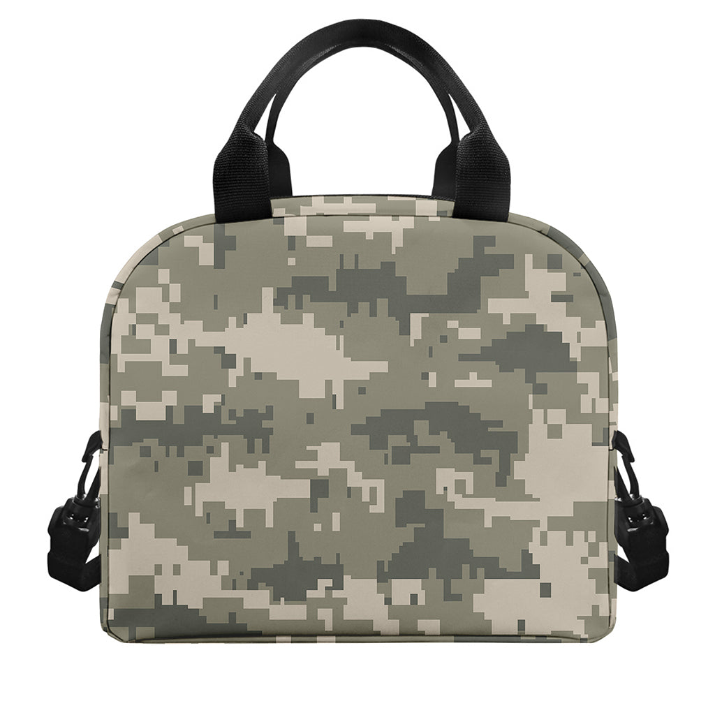 Beige Digital Camo Pattern Print Insulated Lunch Bag