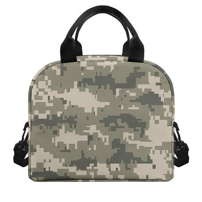 Beige Digital Camo Pattern Print Insulated Lunch Bag
