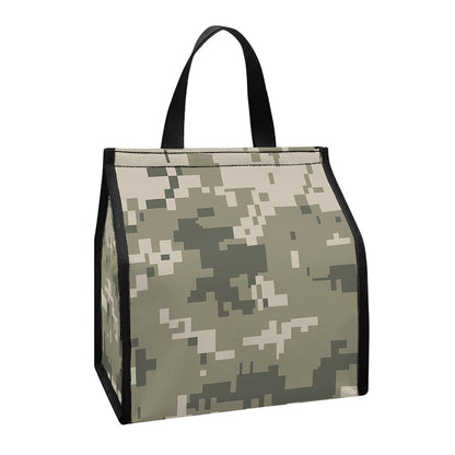 Beige Digital Camo Pattern Print Insulated Lunch Tote