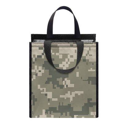 Beige Digital Camo Pattern Print Insulated Lunch Tote