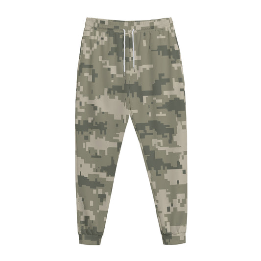 Beige Digital Camo Pattern Print Jogger Pants