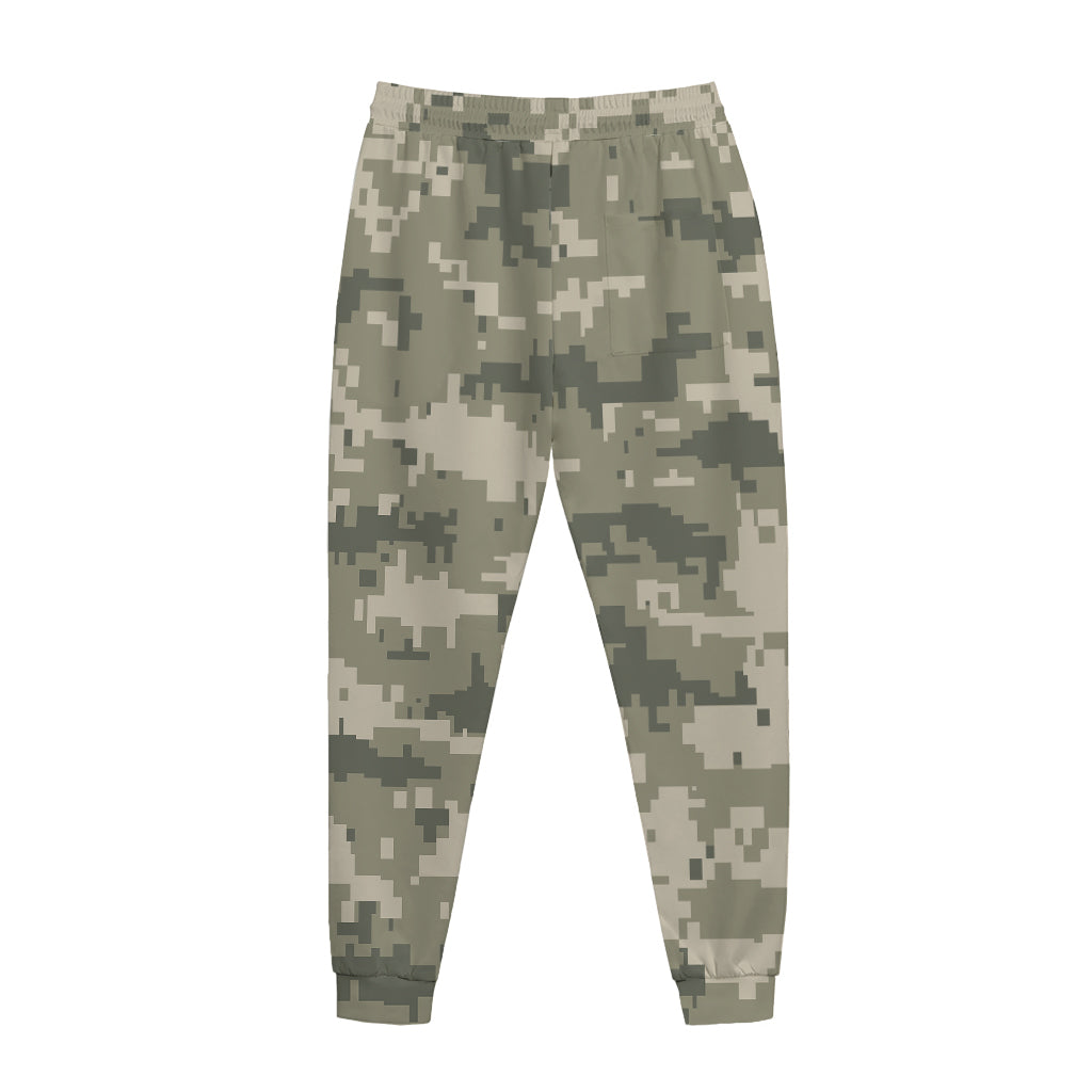 Beige Digital Camo Pattern Print Jogger Pants
